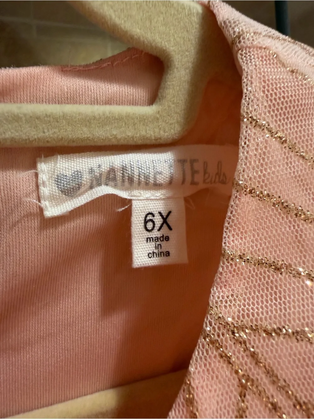 Nannette Kids Party Dress Sparkly Pink & Gold Formal Dress Size 6
